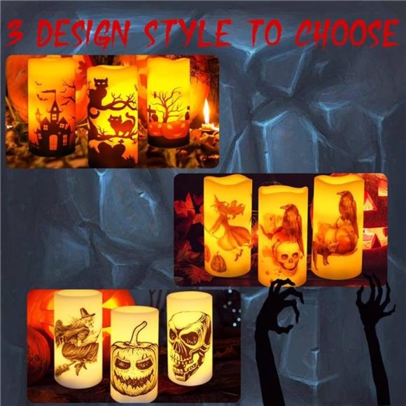 Halloween Flameless Candles, Led Candles with Timer 6 Hour...
